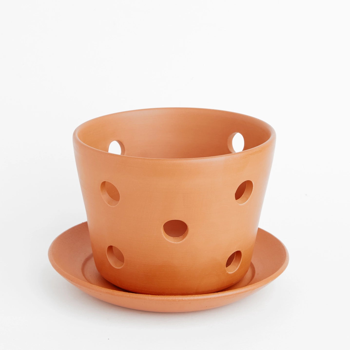 PALMER Clove Soft-as-Silk Terracotta Orchid Pot and Saucer - 4.5” Diameter